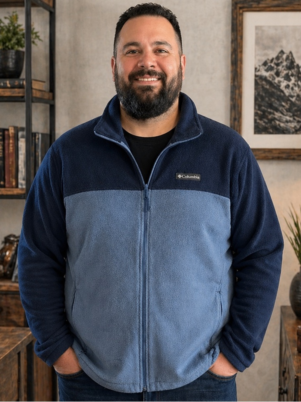 EUC Columbia Men’s Steens full zip fleece jacket, navy/blue XL